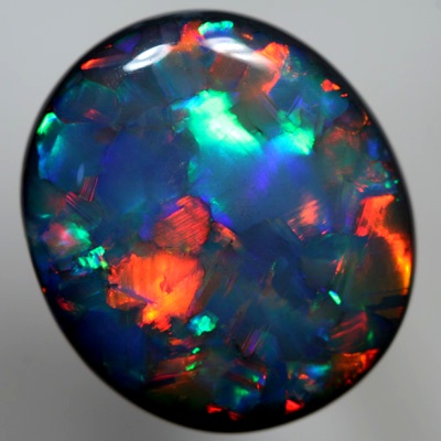 SOLID BLACK OPAL Top, top quality Flagstone Harlequin pattern, bright gemmy fire. COLLECTORS PIECE - GREAT INVESTMENT. With VIDEO  